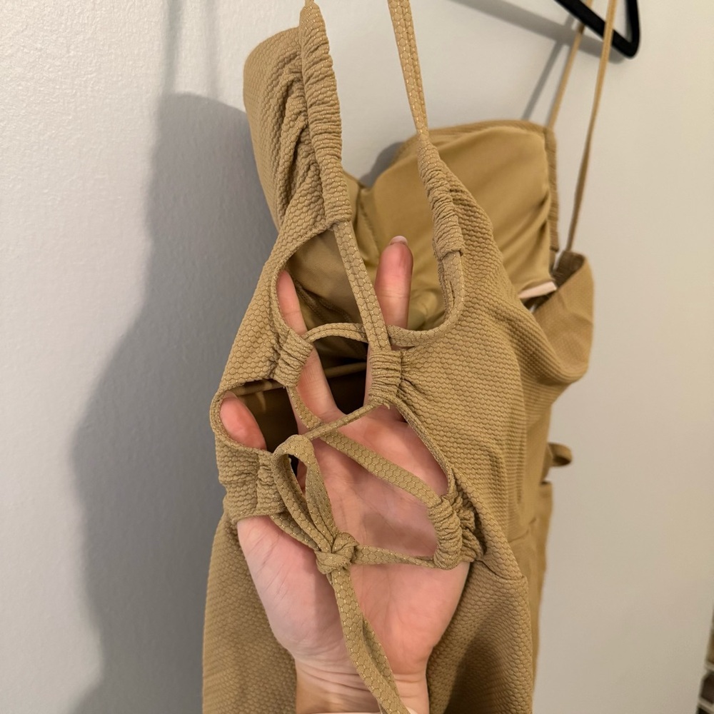 Aerie Pique Lace Up Bandeau One Piece Swimsuit - Picture 5 of 9